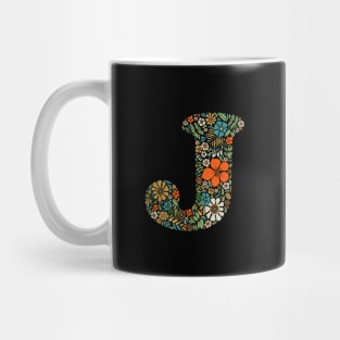 Hippie Floral Letter J Mug